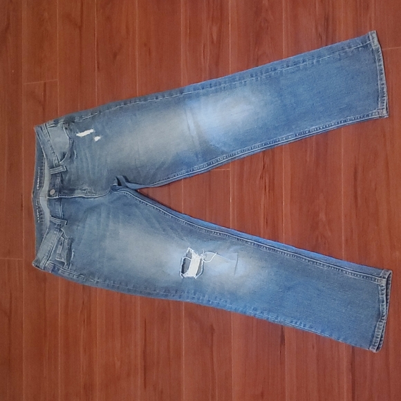 Old Navy Distressed Boyfriend Straight Jeans Blue Size 4 Regular - Picture 1 of 10